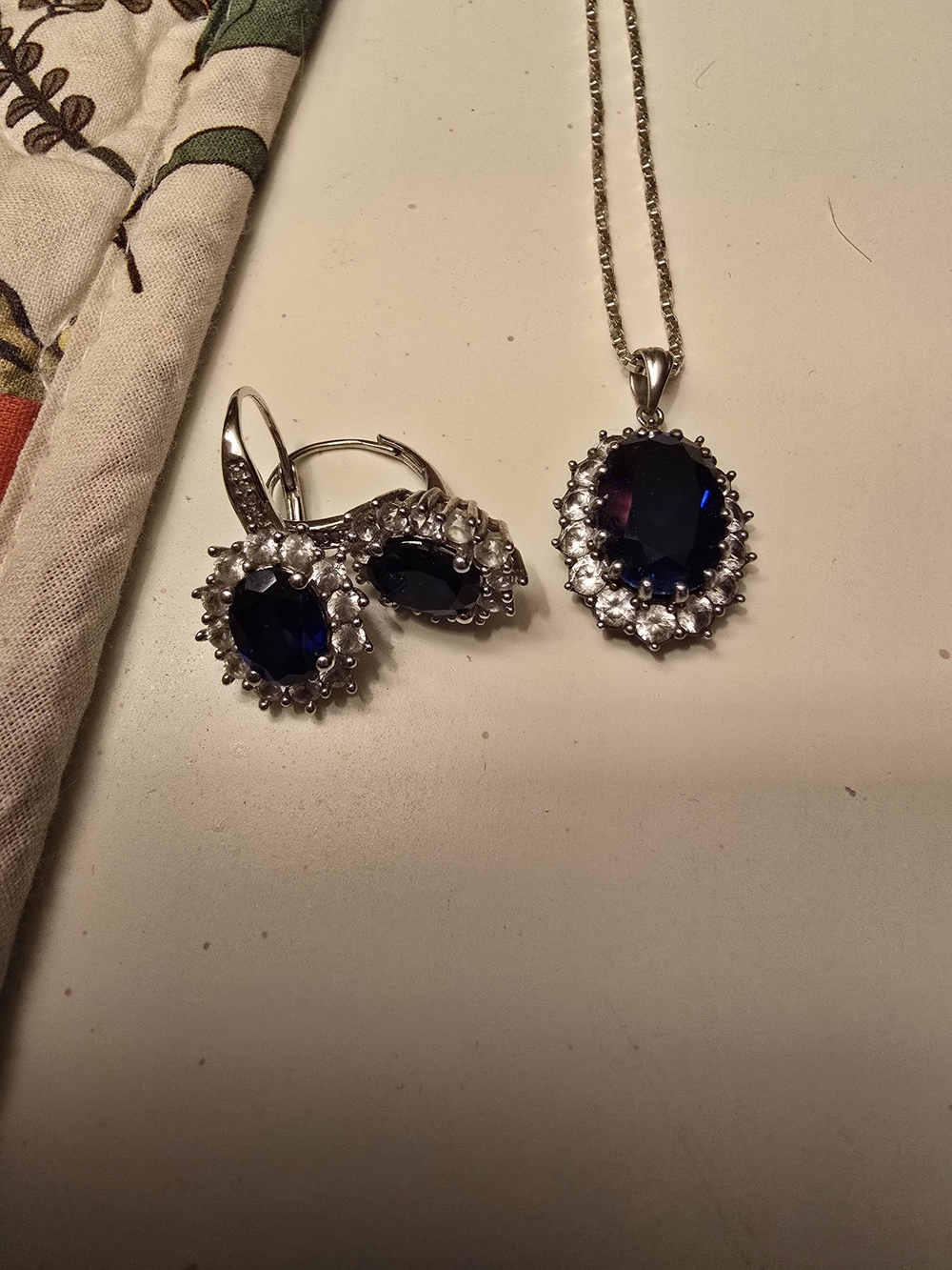 Princess Diana Inspired Earings And Necklace 925 Sterling Silver On 24" Chain